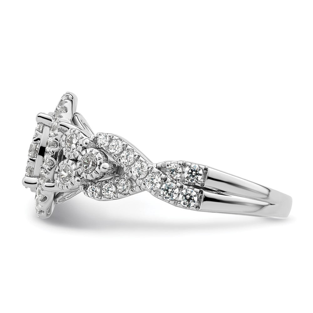 14k White Gold 1 carat Lab Grown Diamond VS/SI+ G+ Complete Cluster Engagement Ring