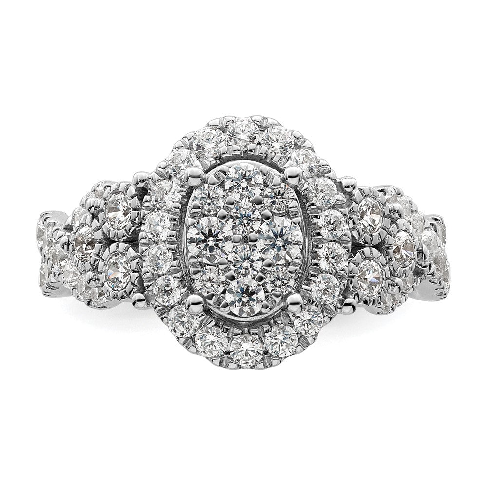 14k White Gold 1 carat Lab Grown Diamond VS/SI+ G+ Complete Cluster Engagement Ring