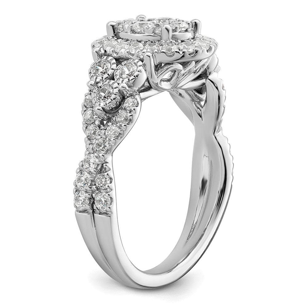 14k White Gold 1 carat Lab Grown Diamond VS/SI+ G+ Complete Cluster Engagement Ring