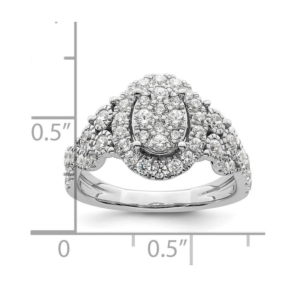 14k White Gold 1 carat Lab Grown Diamond VS/SI+ G+ Complete Cluster Engagement Ring