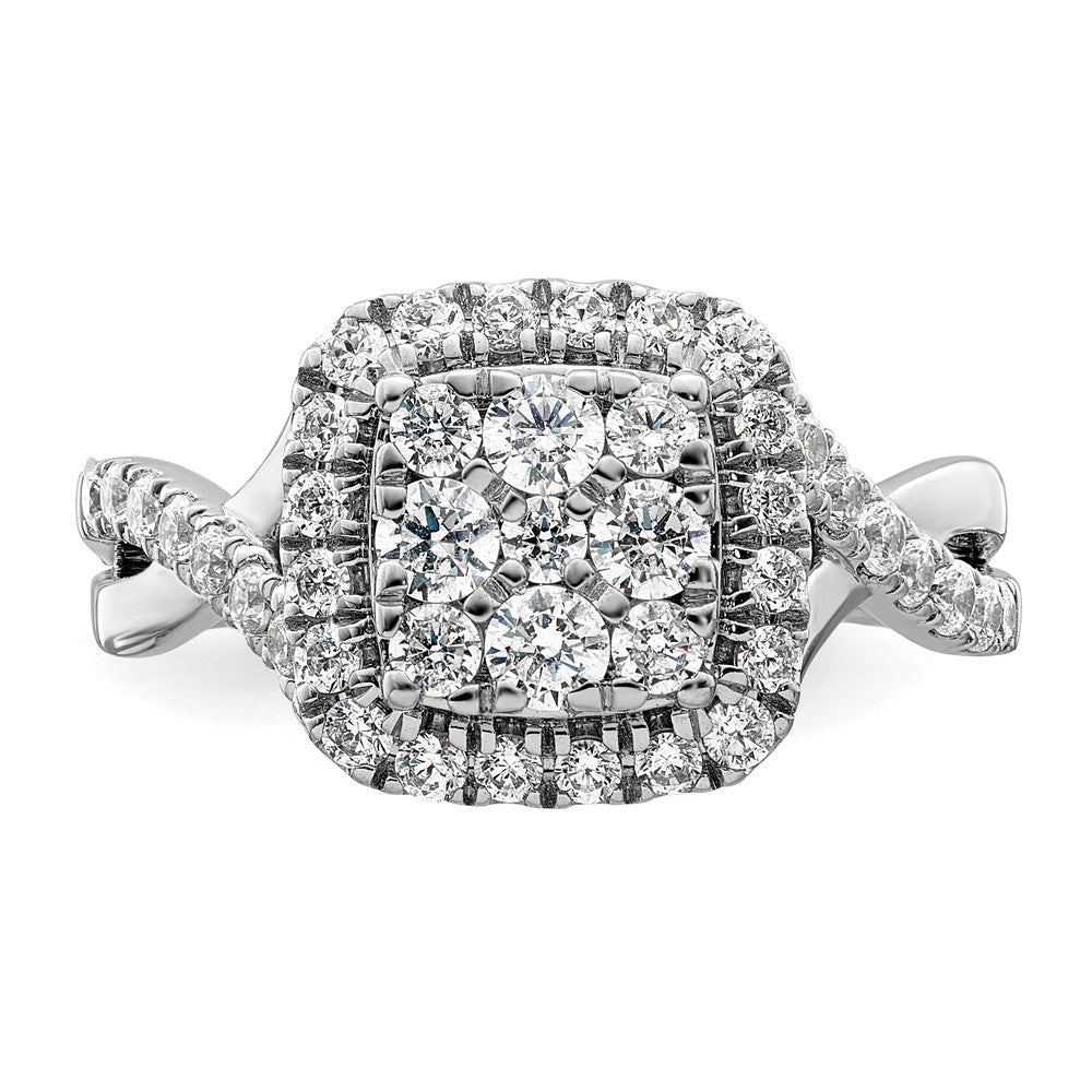 14k White Gold 1 carat Lab Grown Diamond VS/SI+ G+ Complete Cluster Engagement Ring