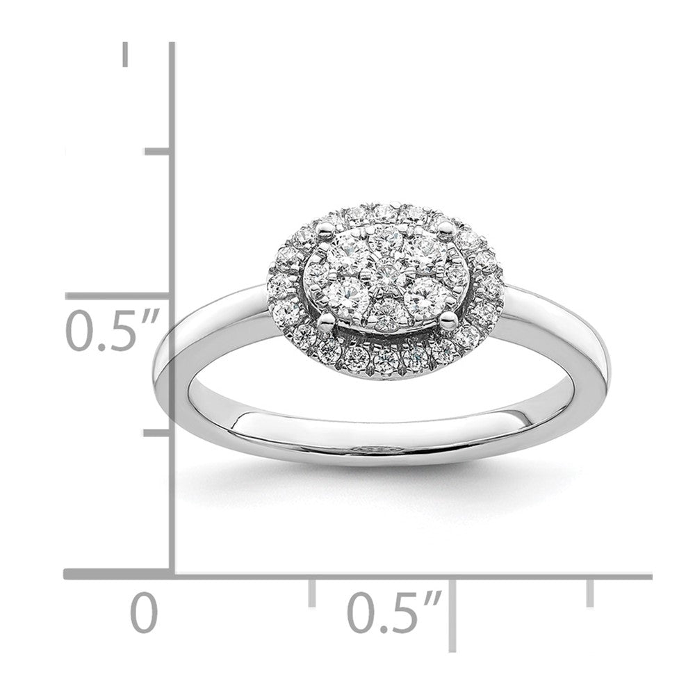 14k White Oval Halo Cluster 1/3 carat Diamond Complete Engagement Ring