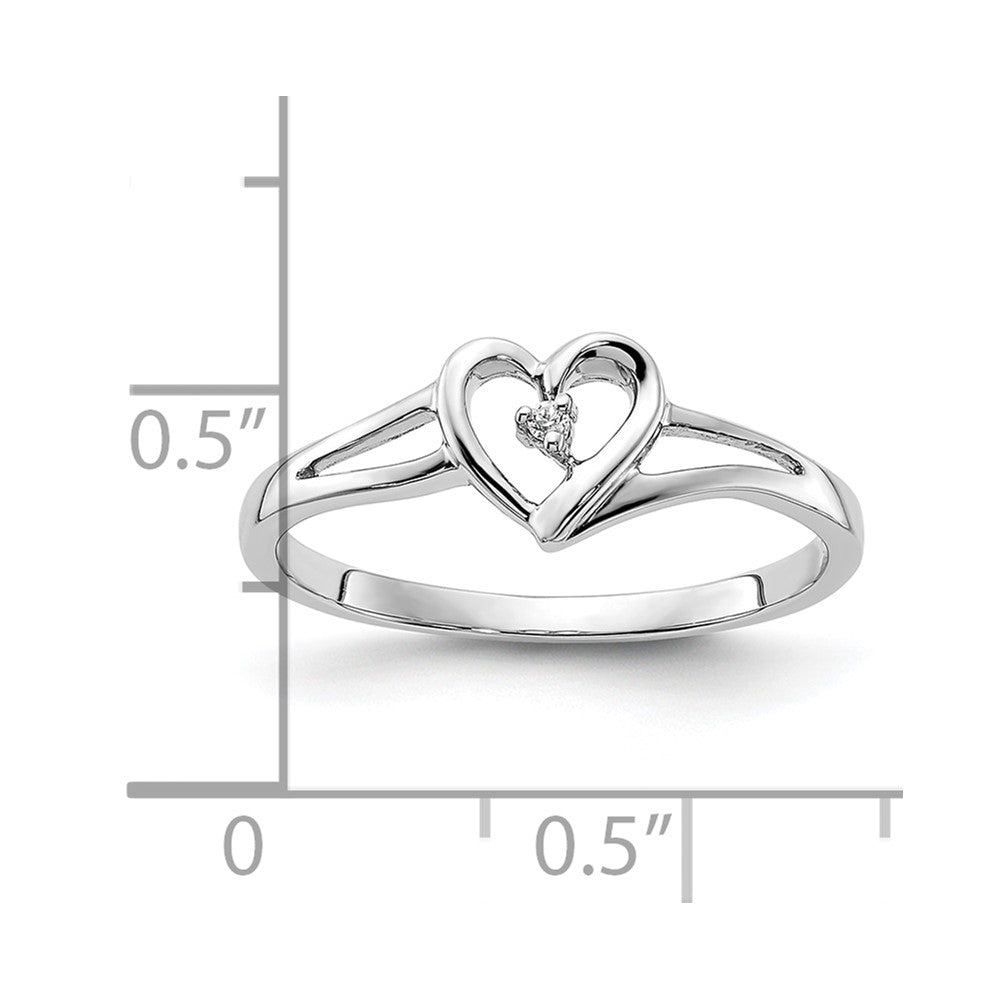 First Promise 14k White Gold Heart .01 carat Round Diamond Complete Promise/Engagement Ring