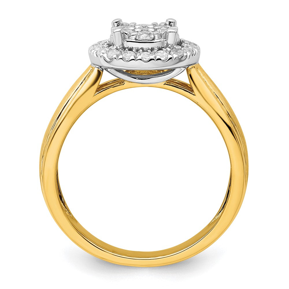14k Two-tone 1/2 carat Lab Grown Diamond VS/SI+ G+ Complete Cluster Engagement Ring