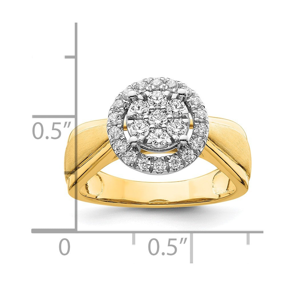 14k Two-tone 1/2 carat Lab Grown Diamond VS/SI+ G+ Complete Cluster Engagement Ring