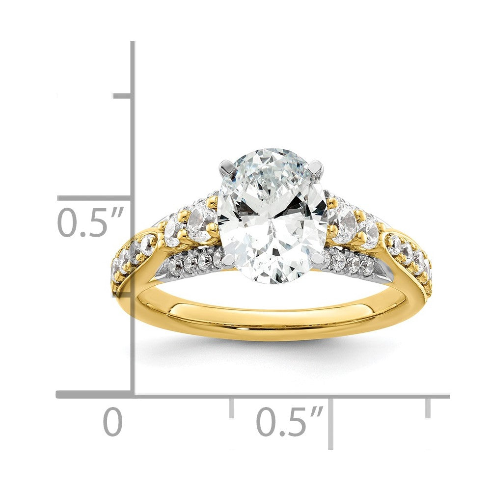 14k 5/8 carat Lab Grown Diamond VS/SI+ G+ 1 carat Oval Center Semi Mount Engagement Ring