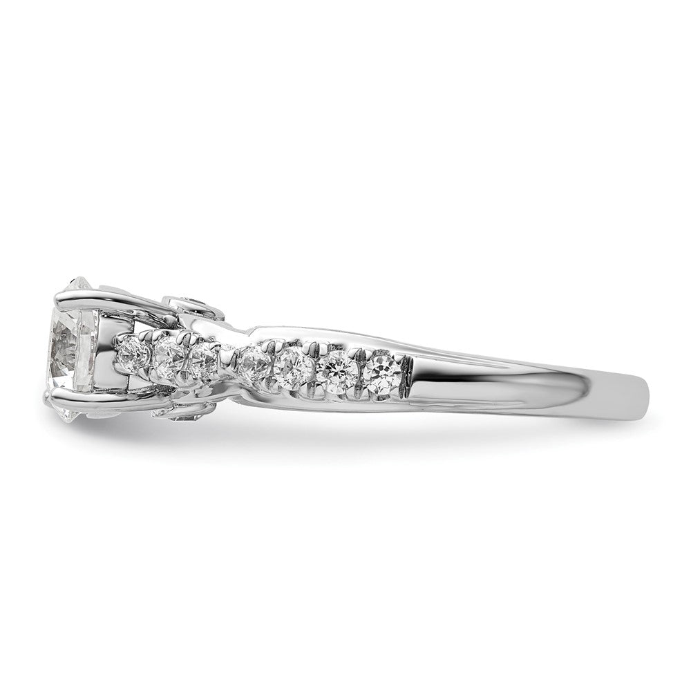 14k White Gold 3/8 carat Lab Grown Diamond VS/SI+ G+ 1 carat Center Round Semi Mount Shared Prong Engagement Ring