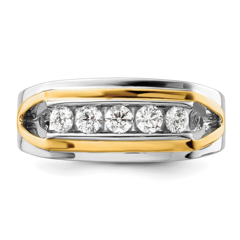 IBGoodman 14k White Gold 1/2 carat Lab Grown Diamond VS/SI+ G+ Five Stone Complete Men's Ring