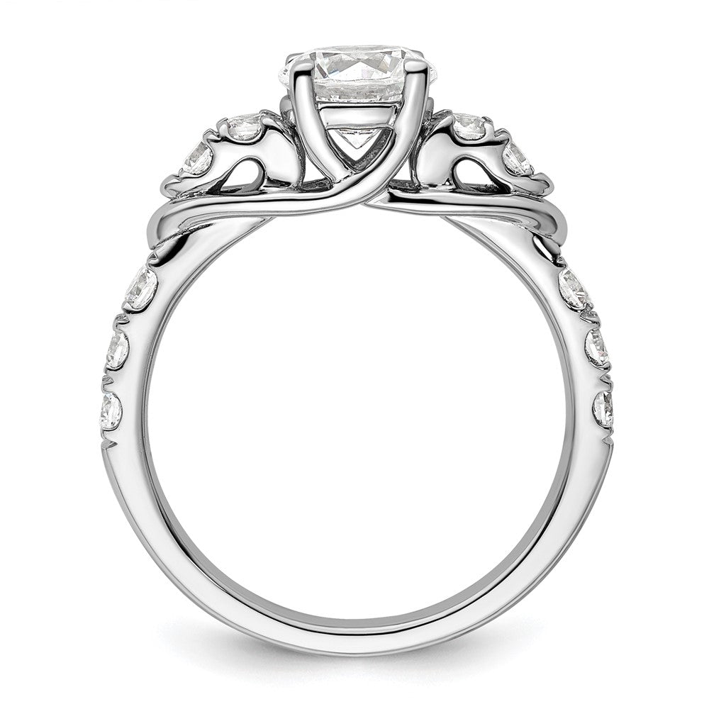 14k White Gold 5/8 carat Lab Grown Diamond VS/SI+ G+ 1 carat Center Round Semi Mount Shared Prong Engagement Ring