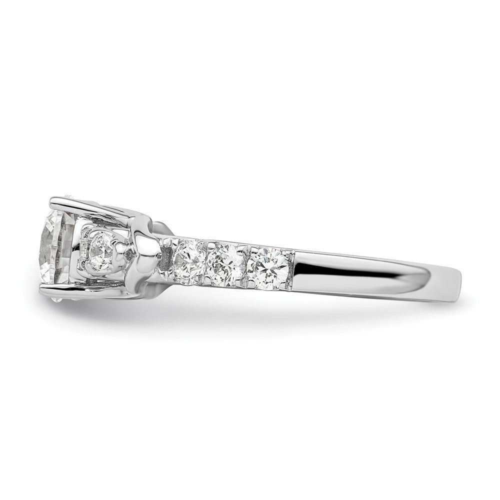 14k White Gold 5/8 carat Lab Grown Diamond VS/SI+ G+ 1 carat Center Round Semi Mount Shared Prong Engagement Ring