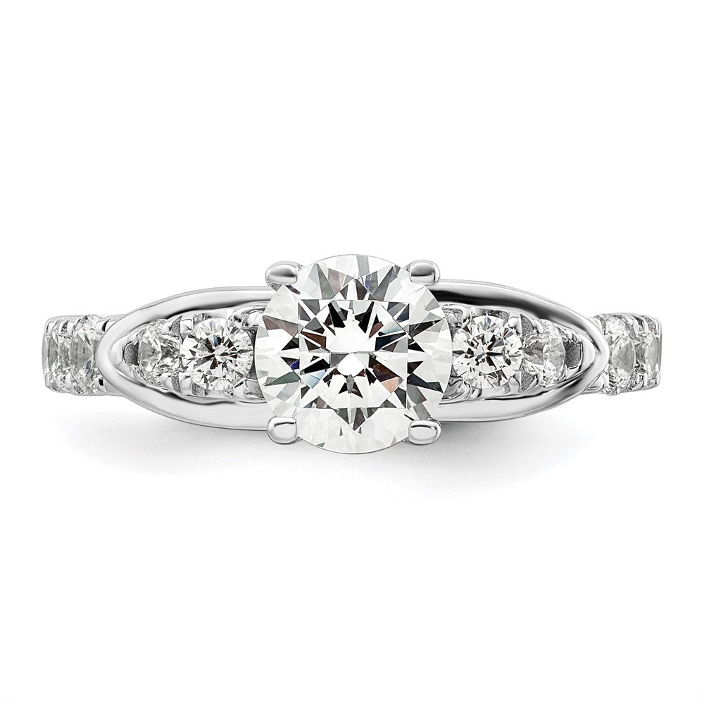 14k White Gold 5/8 carat Lab Grown Diamond VS/SI+ G+ 1 carat Center Round Semi Mount Shared Prong Engagement Ring