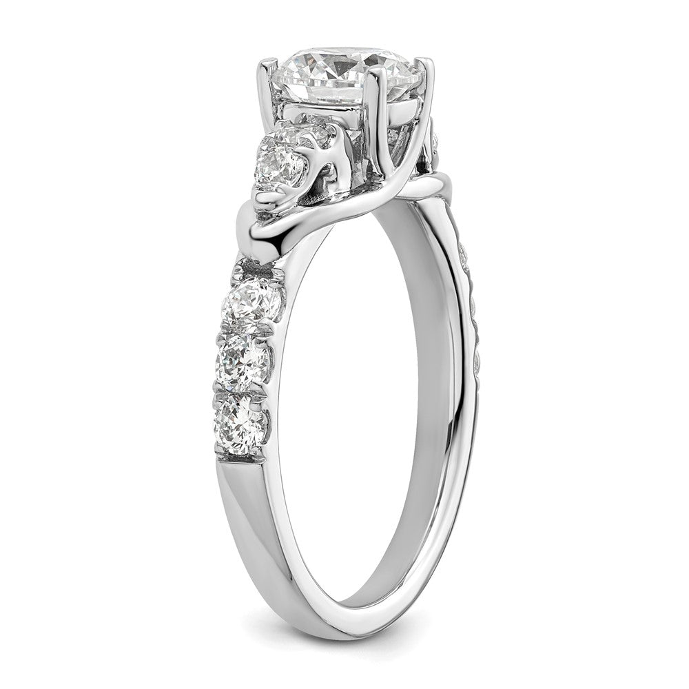 14k White Gold 5/8 carat Lab Grown Diamond VS/SI+ G+ 1 carat Center Round Semi Mount Shared Prong Engagement Ring