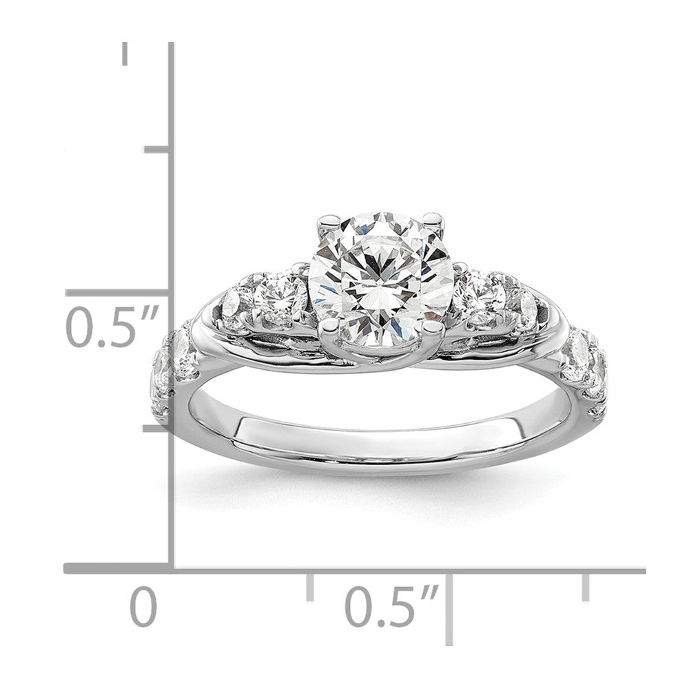 14k White Gold 5/8 carat Lab Grown Diamond VS/SI+ G+ 1 carat Center Round Semi Mount Shared Prong Engagement Ring