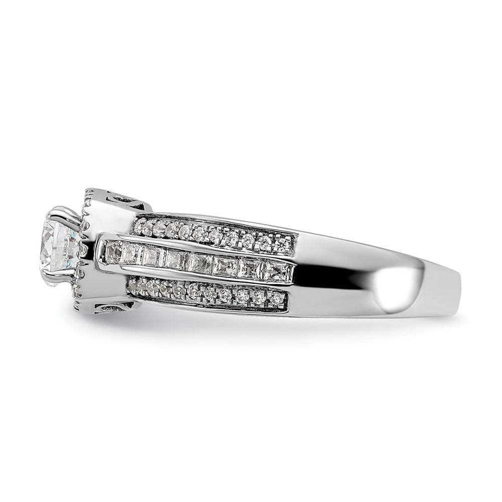 14k White Gold 5/8 carat Lab Grown Diamond VS/SI+ G+ 1/2 carat Center Round Semi Mount Halo Engagement Ring