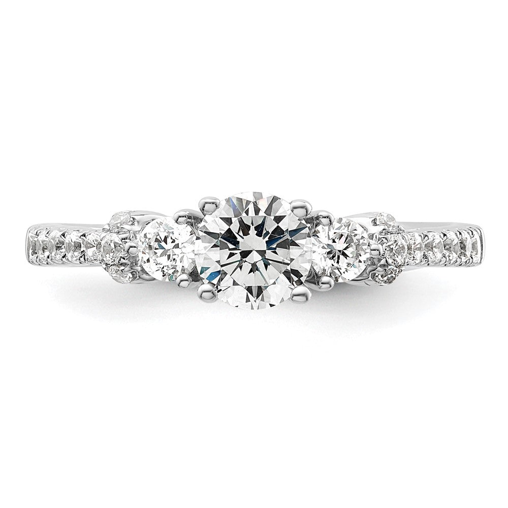 14k White Gold 3/8 carat Lab Grown Diamond VS/SI+ G+ 1/2 carat Center Semi Mount Engagement Ring