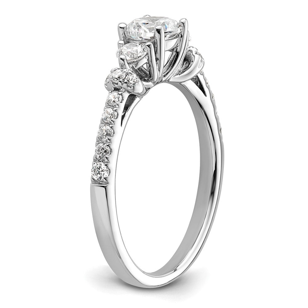 14k White Gold 3/8 carat Lab Grown Diamond VS/SI+ G+ 1/2 carat Center Semi Mount Engagement Ring