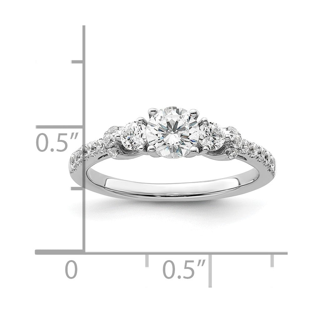14k White Gold 3/8 carat Lab Grown Diamond VS/SI+ G+ 1/2 carat Center Semi Mount Engagement Ring