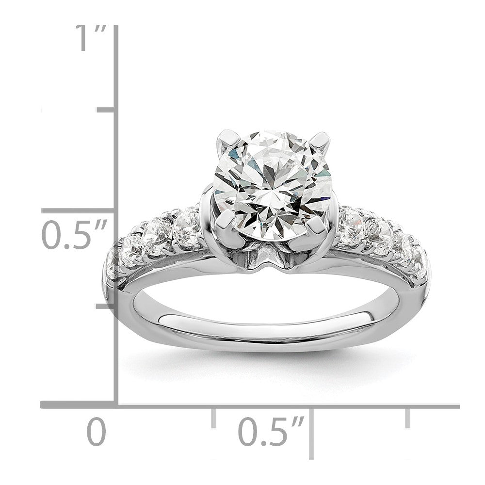 14k White Gold 1/2 carat Lab Grown Diamond VS/SI+ G+ 1 1/2 carat Center Round Semi Mount Shared Prong Engagement Ring