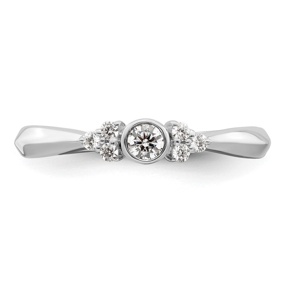 14K White Gold First PromiseLab Grown VS/SI+ G+ Dia Round Bezel Promise Rin