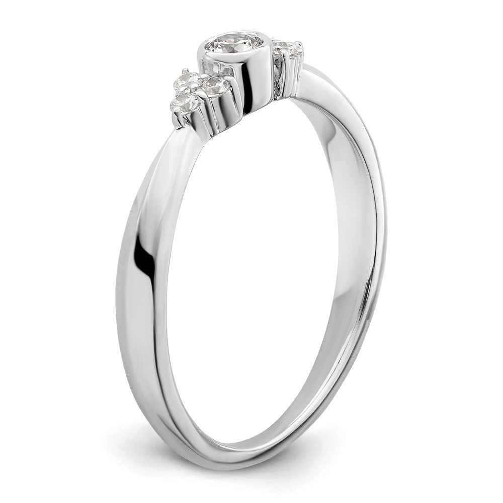14K White Gold First PromiseLab Grown VS/SI+ G+ Dia Round Bezel Promise Rin