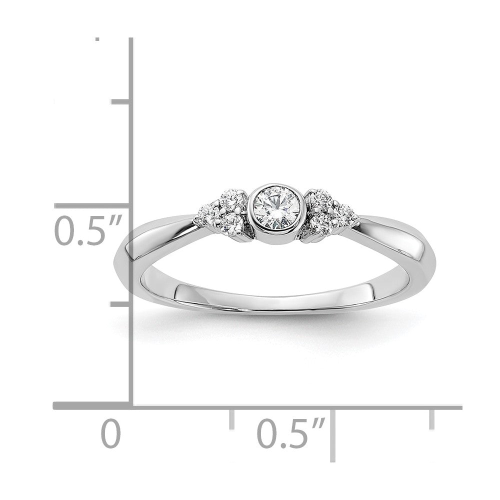 14K White Gold First PromiseLab Grown VS/SI+ G+ Dia Round Bezel Promise Rin
