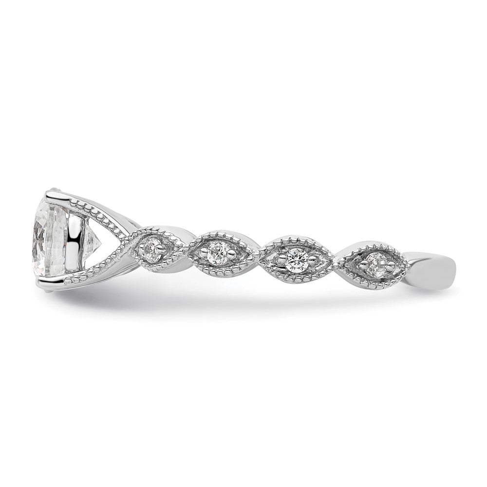 14k White Gold 1/8 carat Lab Grown Diamond VS/SI+ G+ 1 carat Center Round Semi Mount Engagement Ring