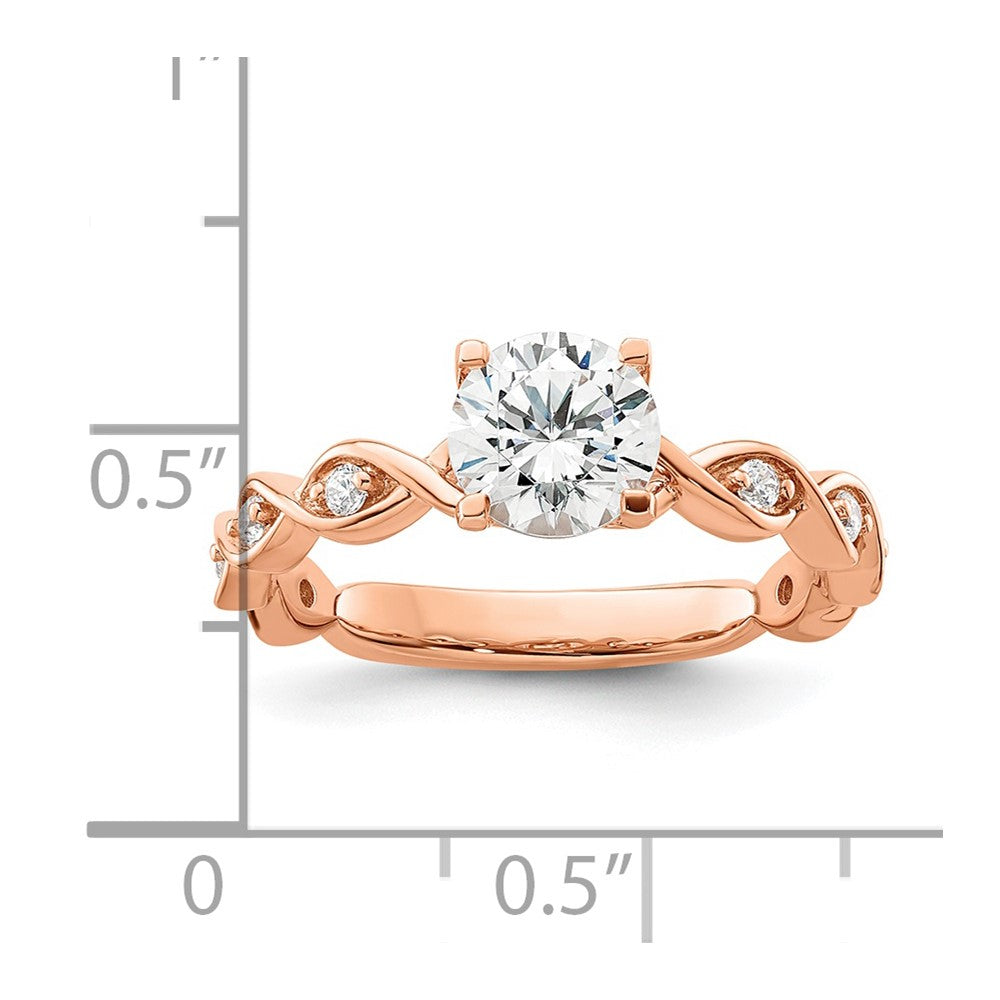 14k Rose Gold 1/6 carat Lab Grown Diamond VS/SI+ G+ 1 carat Center Round Semi Mount Engagement Ring