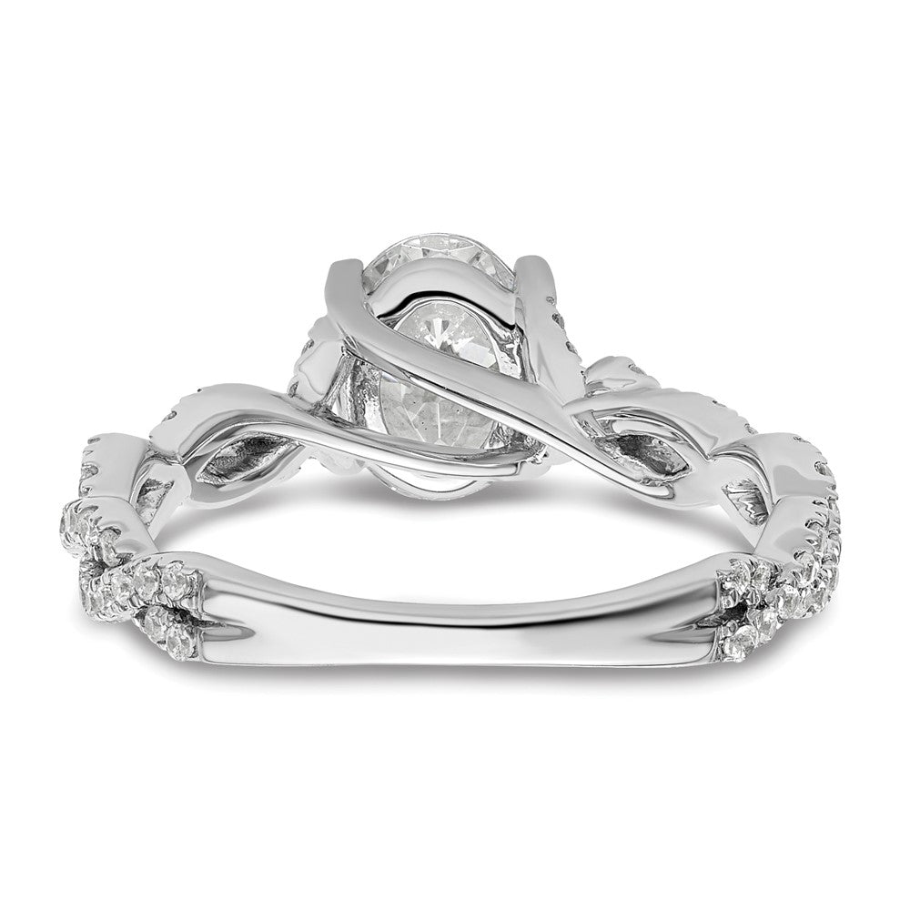 14k White Gold 3/8 carat Lab Grown Diamond VS/SI+ G+ 1 carat Center Oval Semi Mount Engagement Ring