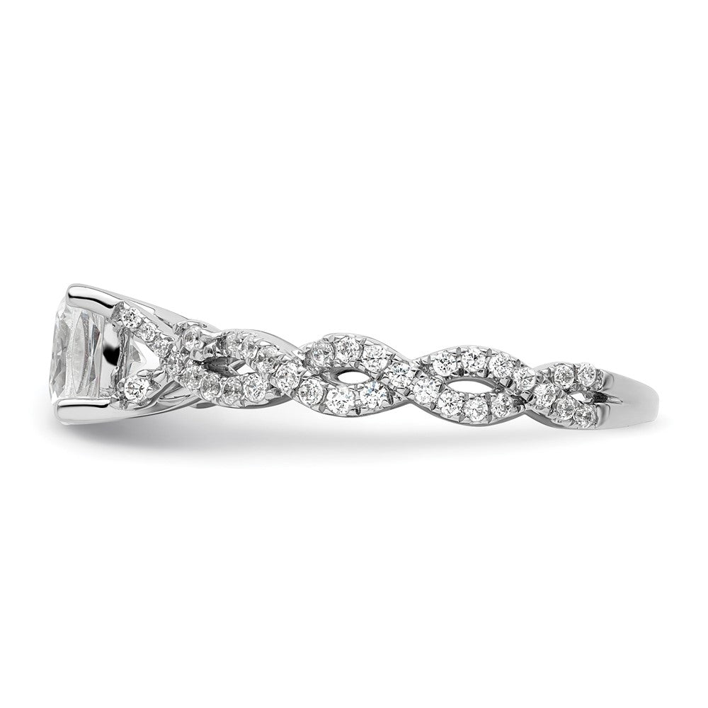 14k White Gold 3/8 carat Lab Grown Diamond VS/SI+ G+ 1 carat Center Cushion Semi Mount Engagement Ring