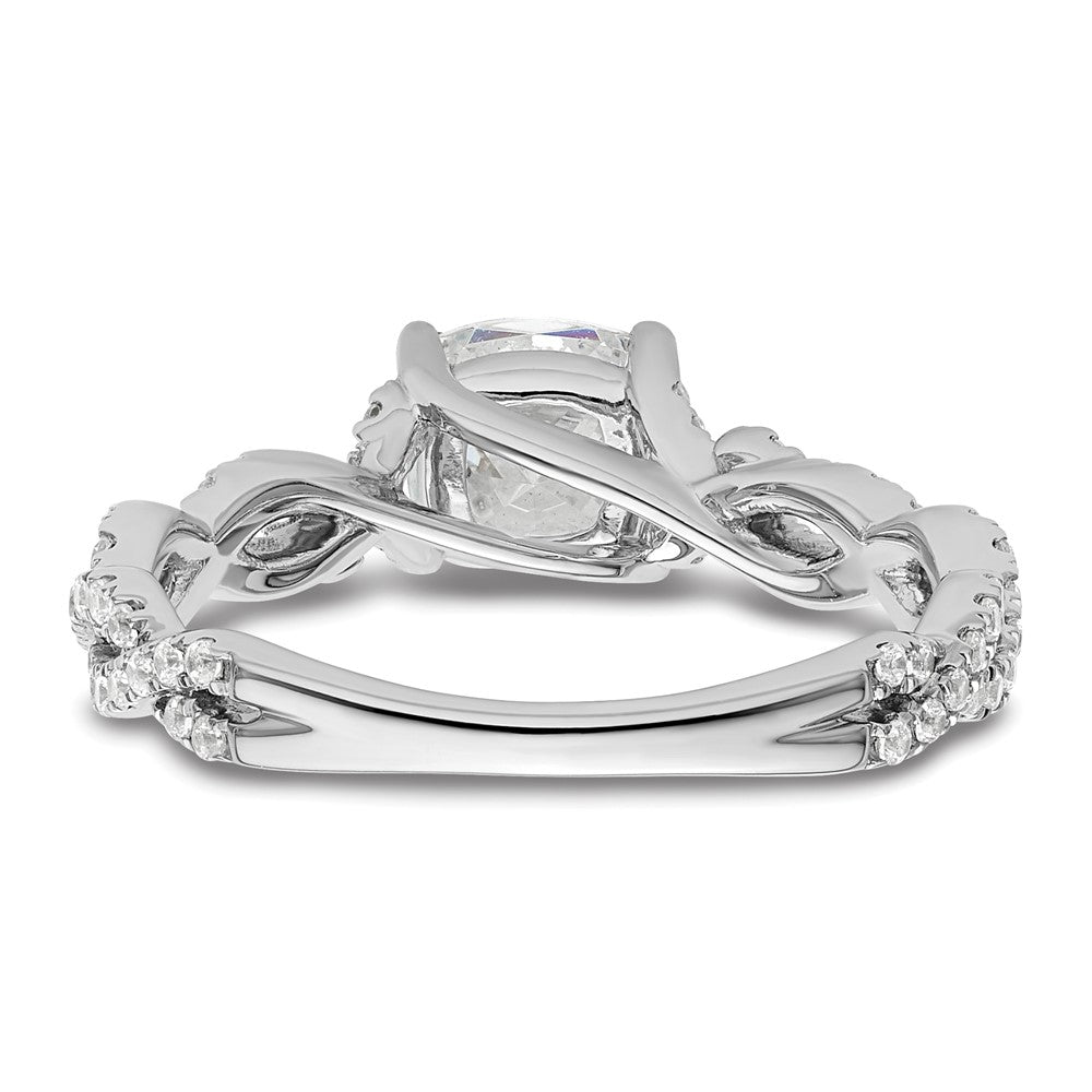 14k White Gold 3/8 carat Lab Grown Diamond VS/SI+ G+ 1 carat Center Cushion Semi Mount Engagement Ring