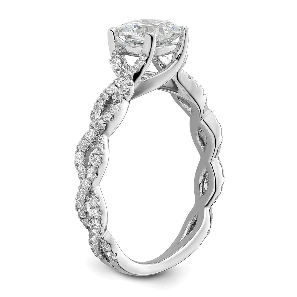 14k White Gold 3/8 carat Lab Grown Diamond VS/SI+ G+ 1 carat Center Cushion Semi Mount Engagement Ring