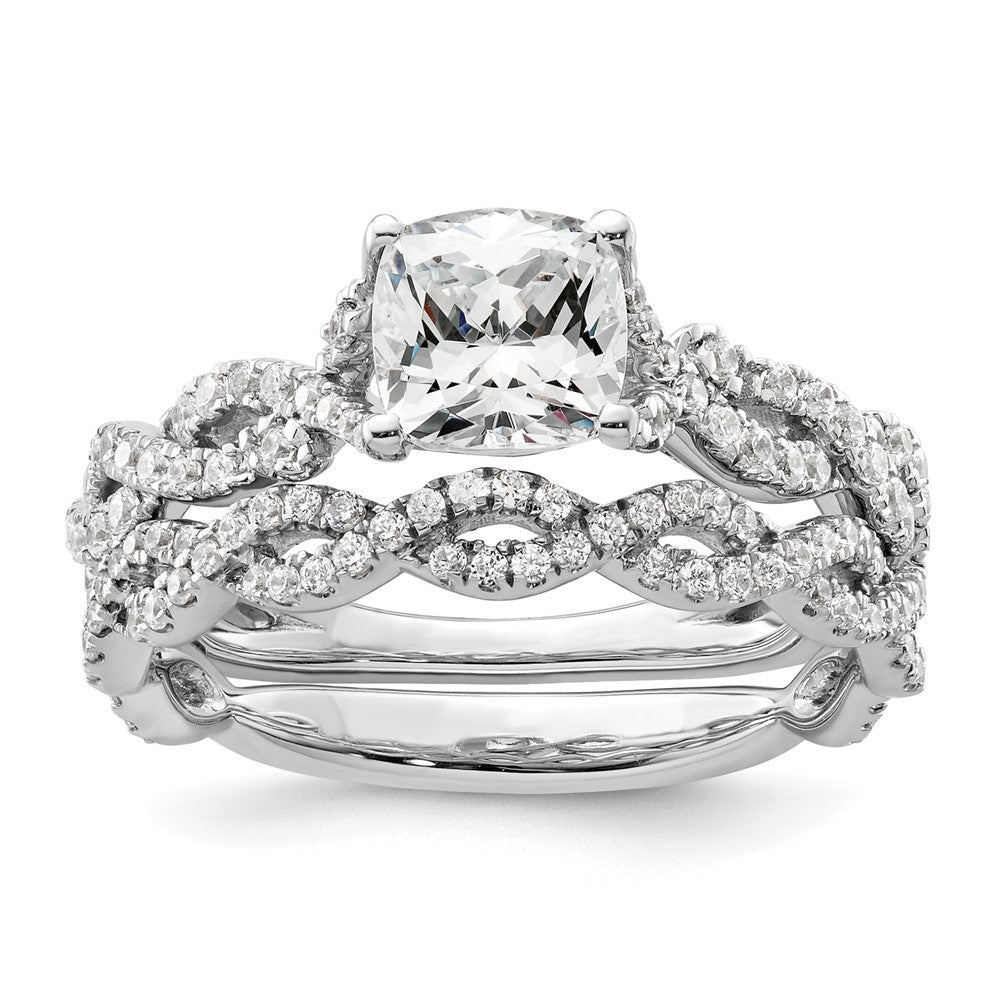 14k White Gold 3/8 carat Lab Grown Diamond VS/SI+ G+ 1 carat Center Cushion Semi Mount Engagement Ring