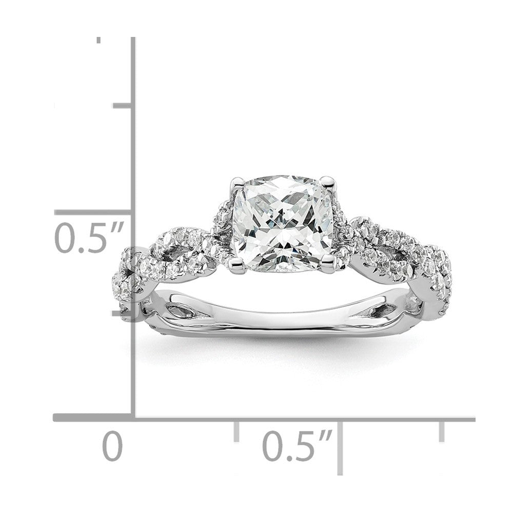 14k White Gold 3/8 carat Lab Grown Diamond VS/SI+ G+ 1 carat Center Cushion Semi Mount Engagement Ring