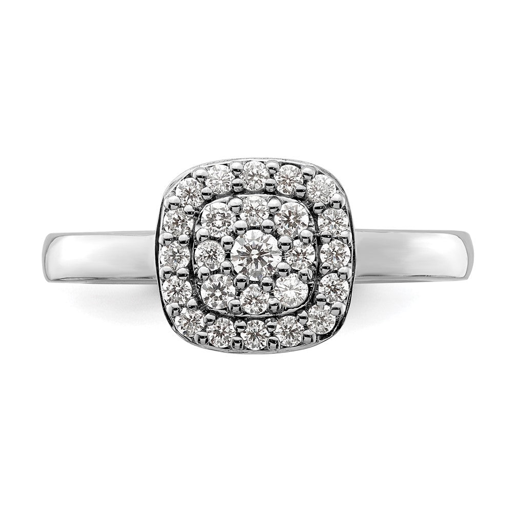 14k White Gold 3/8 carat Lab Grown Diamond VS/SI+ G+ Complete Square Halo Ring