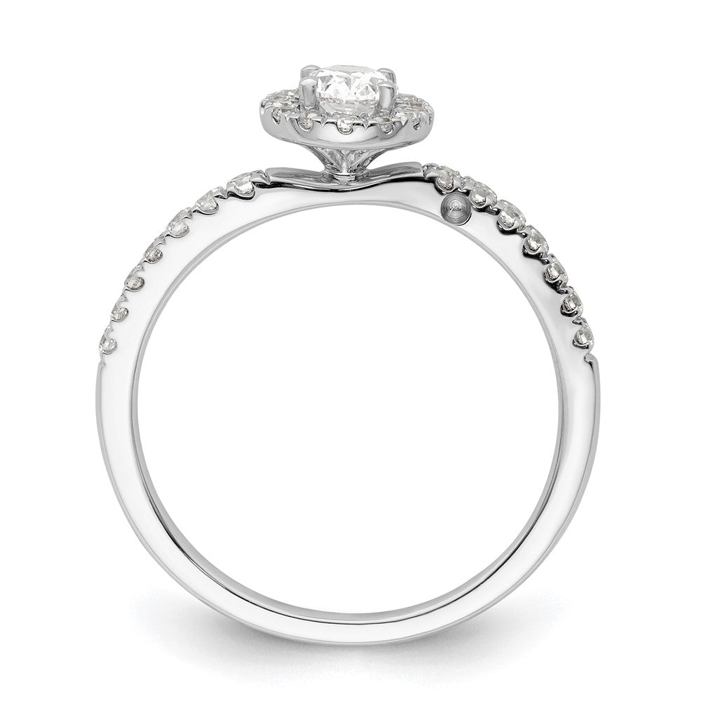 14K White Gold Lab Grown VS/SI+ G+ Dia Two Promises Halo Complete Eng Ring
