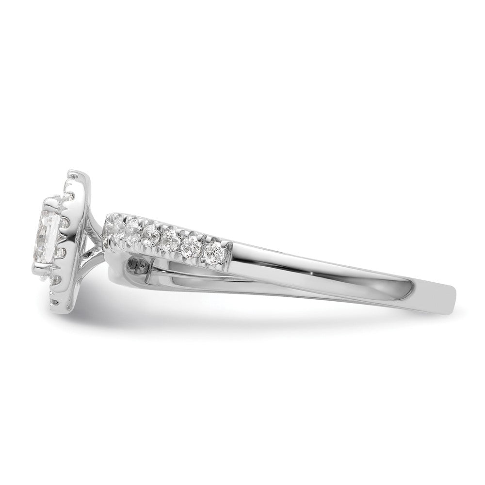 14K White Gold Lab Grown VS/SI+ G+ Dia Two Promises Halo Complete Eng Ring