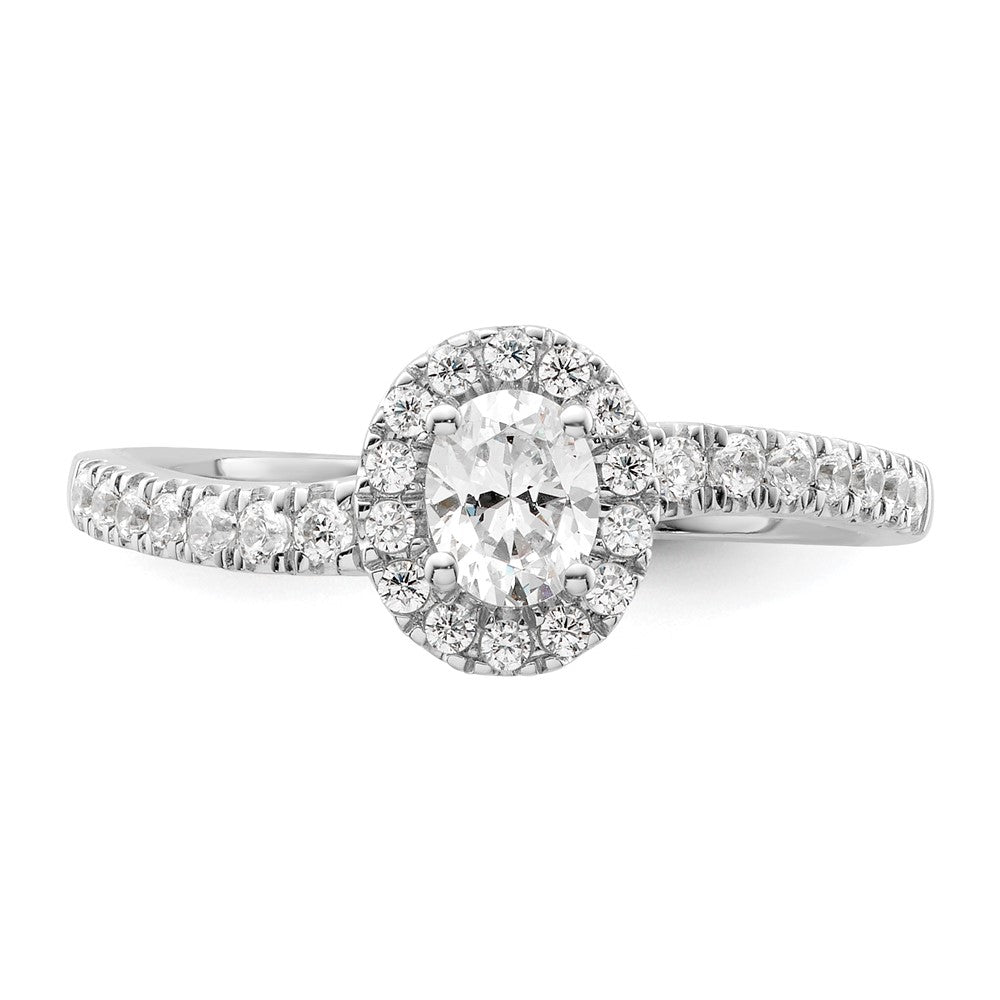 14K White Gold Lab Grown VS/SI+ G+ Dia Two Promises Halo Complete Eng Ring