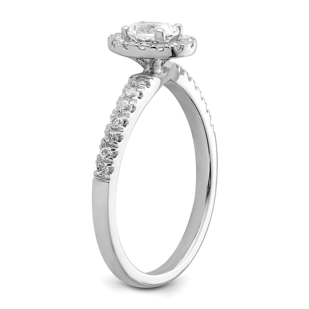 14K White Gold Lab Grown VS/SI+ G+ Dia Two Promises Halo Complete Eng Ring