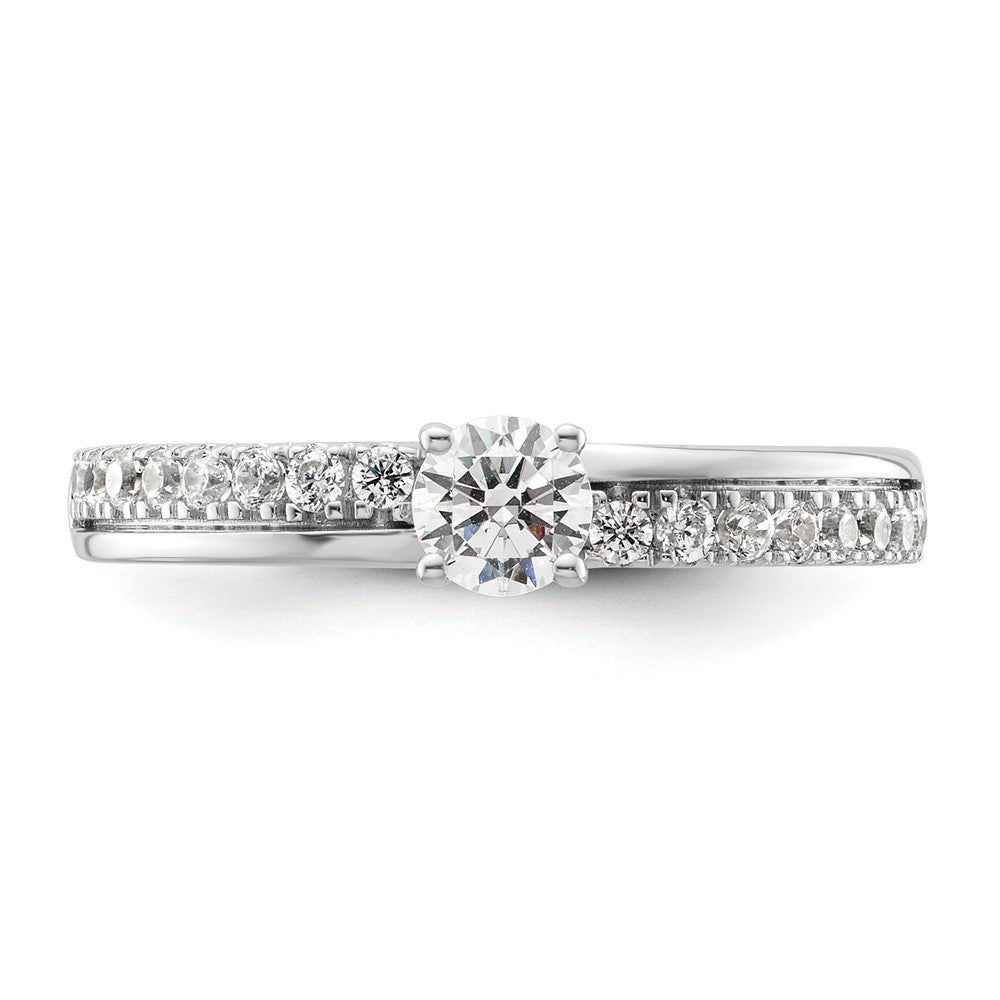 14K White Gold Lab Grown VS/SI+ G+ Dia Two Promises Complete Eng Ring