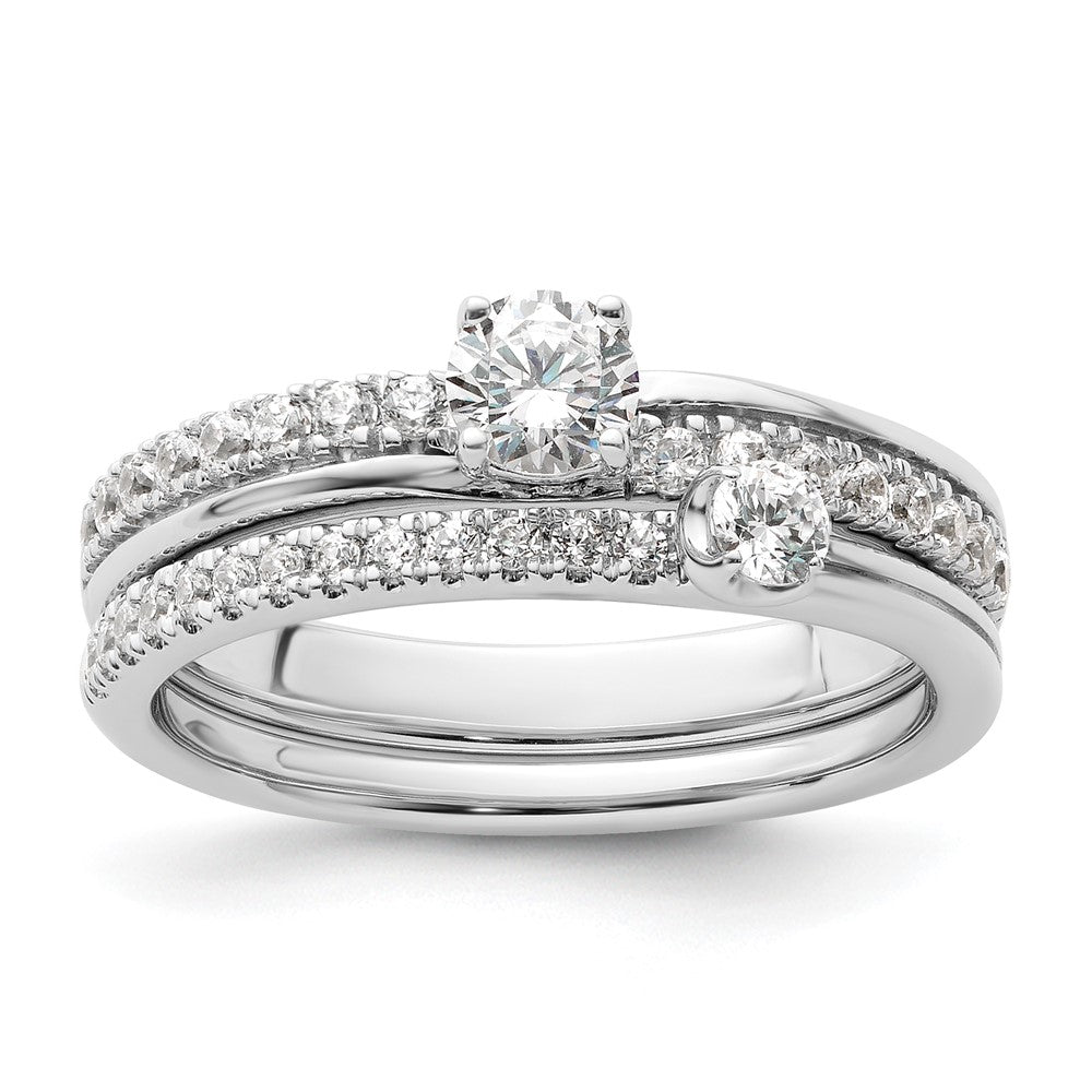 14K White Gold Lab Grown VS/SI+ G+ Dia Two Promises Complete Eng Ring