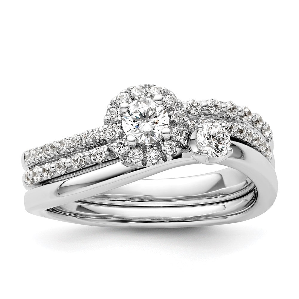 Two Promises 14k White Gold 1/2 carat Lab Grown Diamond VS/SI+ G+ Complete Halo Engagement Ring