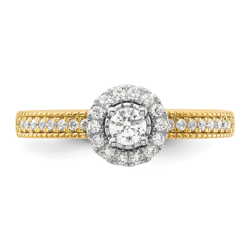 14K Two-Tone Lab Grown VS/SI+ G+ Dia Two Promises Halo Complete Engagement