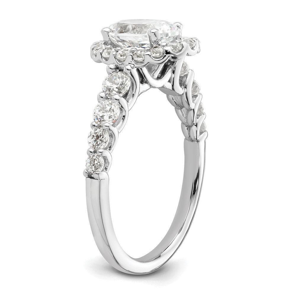 14k White Gold 7/8 carat Lab Grown Diamond VS/SI+ G+ 1 carat Center Oval Semi Mount Engagement Ring