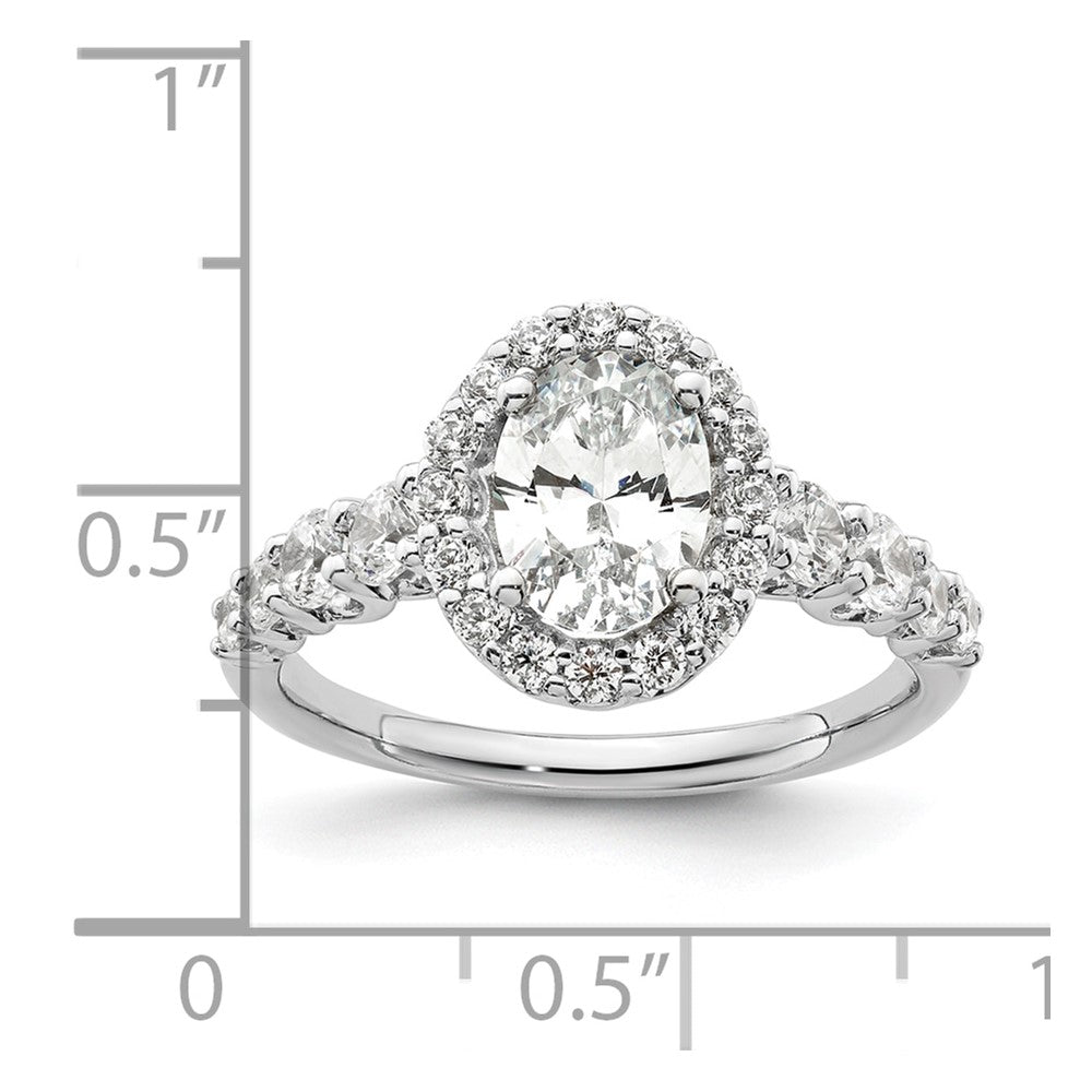 14k White Gold 7/8 carat Lab Grown Diamond VS/SI+ G+ 1 carat Center Oval Semi Mount Engagement Ring