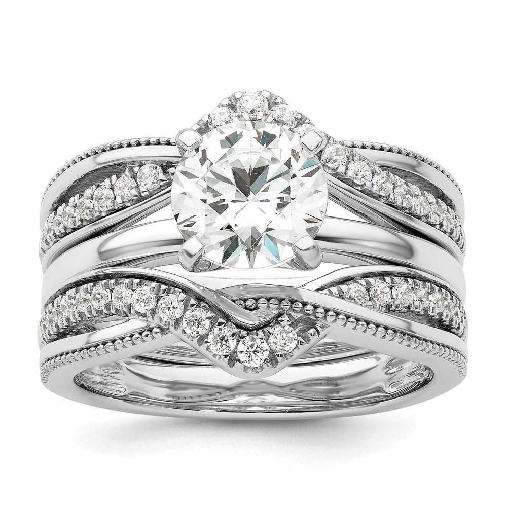 14k White Gold 1/3 carat Lab Grown Diamond VS/SI+ G+ Complete Twisted Ring Guard