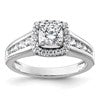 14k White Gold 1 carat Lab Grown Diamond VS/SI+ G+ Round Complete Halo Engagement Ring