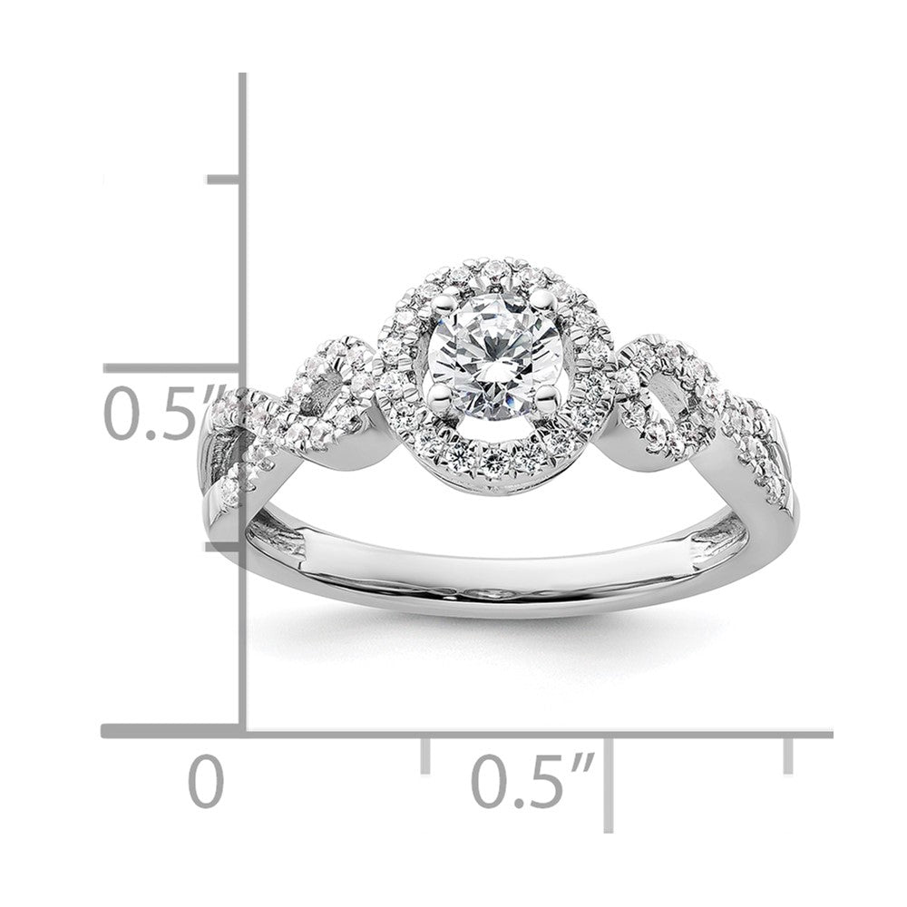 14k White Gold 5/8 carat Lab Grown Diamond VS/SI+ G+ Round Complete Fancy Halo Engagement Ring