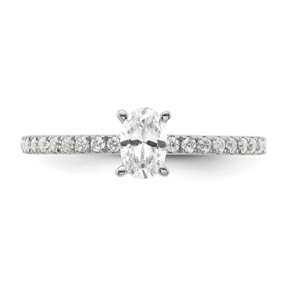 14k White Gold 3/4 carat Lab Grown Diamond VS/SI+ G+ Complete Oval Shared Prong Engagement Ring