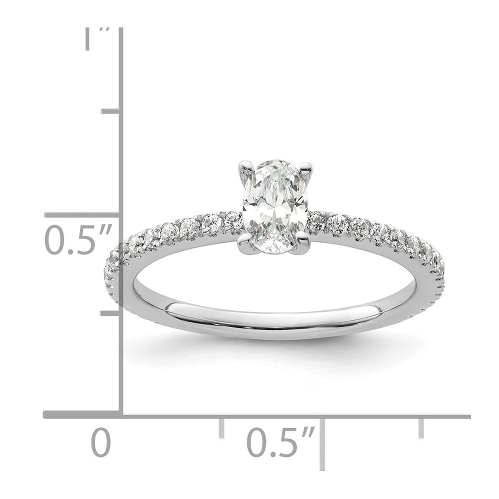14k White Gold 3/4 carat Lab Grown Diamond VS/SI+ G+ Complete Oval Shared Prong Engagement Ring
