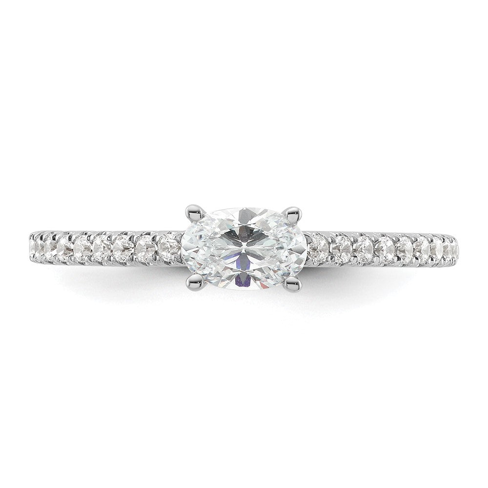 14k White Gold 3/4 carat Lab Grown Diamond VS/SI+ G+ East-West Oval Complete Engagement Ring